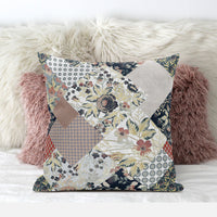 Peach Black Floral Suede Throw Pillow