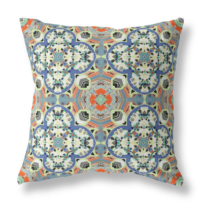 Blue Cream Cloverleaf Indoor Outdoor Throw Pillow