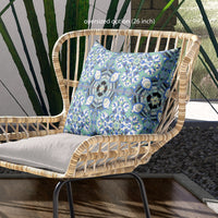 Sapphire White Cloverleaf Indoor Outdoor Throw Pillow