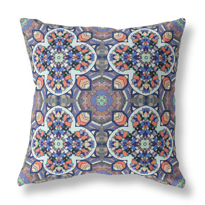 Gray Blue Cloverleaf Indoor Outdoor Throw Pillow