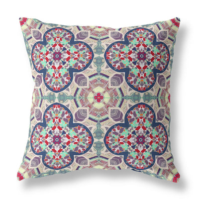 Mauve Blue Cloverleaf Indoor Outdoor Throw Pillow