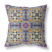 Purple Orange Cloverleaf Indoor Outdoor Throw Pillow