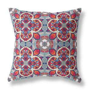 Red Blue Cloverleaf Indoor Outdoor Throw Pillow