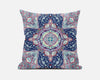 Light Blue Pink Floral Geometric Suede Throw Pillow