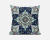 Aqua Blue Boho Chic Pattern Suede Throw Pillow