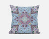 Blue Magenta Boho Chic Floral Suede Throw Pillow