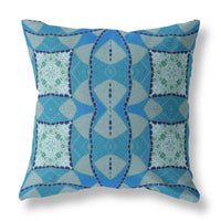 Aqua Sky Blue Cosmic Circle Boho Suede Throw Pillow