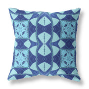 Sky Blue Cosmic Circle Boho Suede Throw Pillow