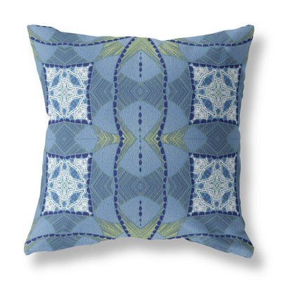 Blue White Cosmic Circle Boho Suede Throw Pillow