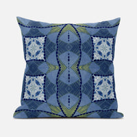 Blue White Cosmic Circle Boho Suede Throw Pillow