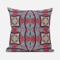 Red Blue Cosmic Circle Boho Suede Throw Pillow