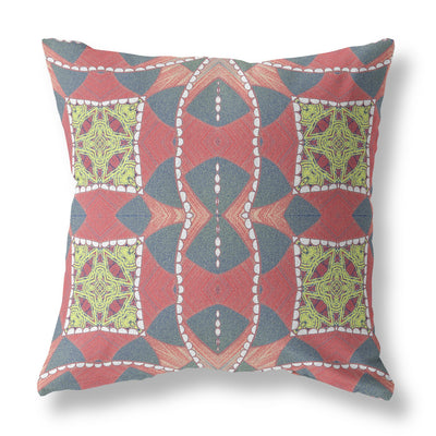 Red Gray Cosmic Circle Boho Suede Throw Pillow
