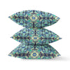 Aqua Indigo Cloverleaf Boho Suede Throw Pillow