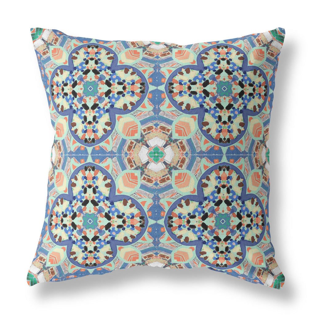 Blue Peach Cloverleaf Boho Suede Throw Pillow