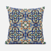 Blue Peach Cloverleaf Boho Suede Throw Pillow