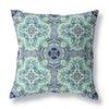 Aqua Blue Cloverleaf Boho Suede Throw Pillow