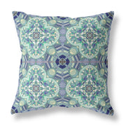 Aqua Blue Cloverleaf Boho Suede Throw Pillow