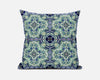 Aqua Blue Cloverleaf Boho Suede Throw Pillow