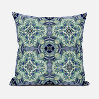 Aqua Blue Cloverleaf Boho Suede Throw Pillow