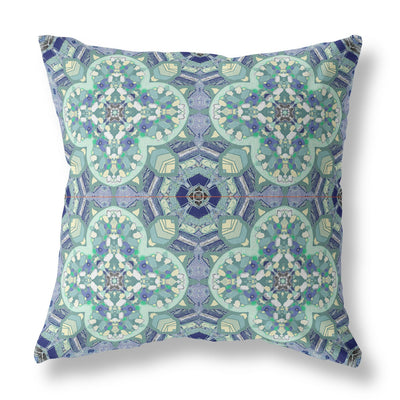 Aqua Blue Cloverleaf Boho Suede Throw Pillow