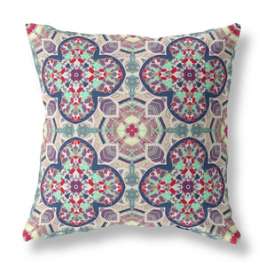 Mauve Blue Cloverleaf Boho Suede Throw Pillow