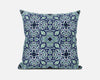 Blue Aqua Cloverleaf Boho Suede Throw Pillow