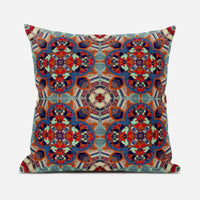 Orange Blue Cloverleaf Boho Suede Throw Pillow