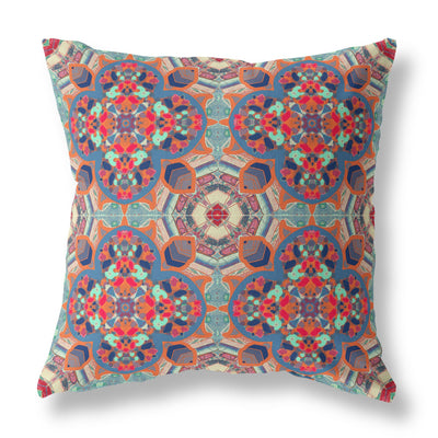 Orange Blue Cloverleaf Boho Suede Throw Pillow