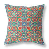 Orange Green Cloverleaf Boho Suede Throw Pillow