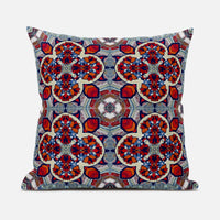 Red Blue Cloverleaf Boho Suede Throw Pillow