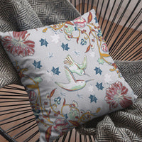 Gray Bird and Nature Indoor Outdoor Throw Pillow