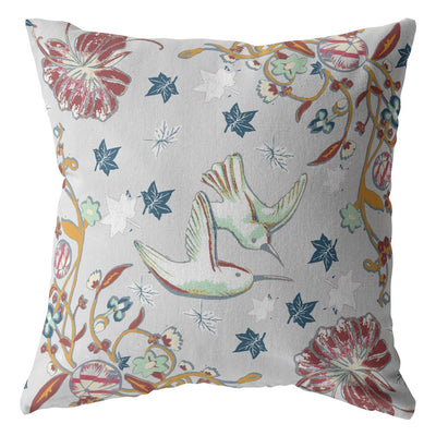 Gray Bird and Nature Indoor Outdoor Throw Pillow