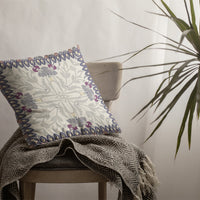 Gray Floral Frame Indoor Outdoor Throw Pillow