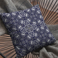 Navy Boho Pattern Indoor Outdoor Throw Pillow