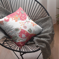 Red White Garden Indoor Outdoor Throw Pillow