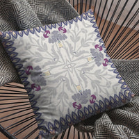 Gray Floral Frame Indoor Outdoor Zippered Throw Pillow