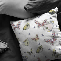 White Butterflies Indoor Outdoor Zippered Throw Pillow