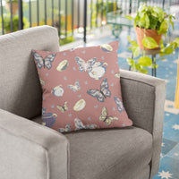 Copper Rose Butterflies Indoor Outdoor Zippered Throw Pillow