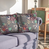 Purple Gray Garden Indoor Outdoor Zippered Throw Pillow