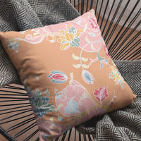 Pink Orange Garden Indoor Outdoor Zippered Throw Pillow