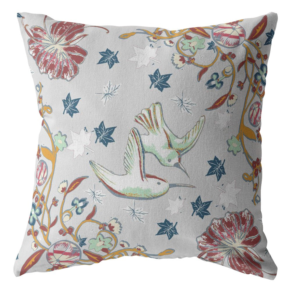 Gray Bird Decorative Suede Throw Pillow