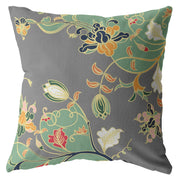 Green Gray Garden Decorative Suede Throw Pillow