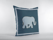 20” Spruce Blue Elephant Boho Suede Throw Pillow