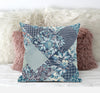 Blue White Floral Zippered Suede Throw Pillow