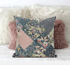 Green Peach Floral Zippered Suede Throw Pillow