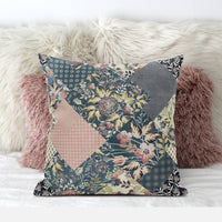 Green Peach Floral Zippered Suede Throw Pillow