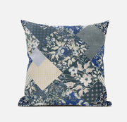 Gray Cream Floral Zippered Suede Throw Pillow