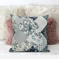 Gray White Floral Zippered Suede Throw Pillow