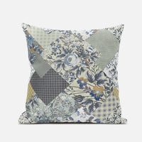 Sage Cream Floral Zippered Suede Throw Pillow