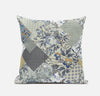 Sage Cream Floral Zippered Suede Throw Pillow